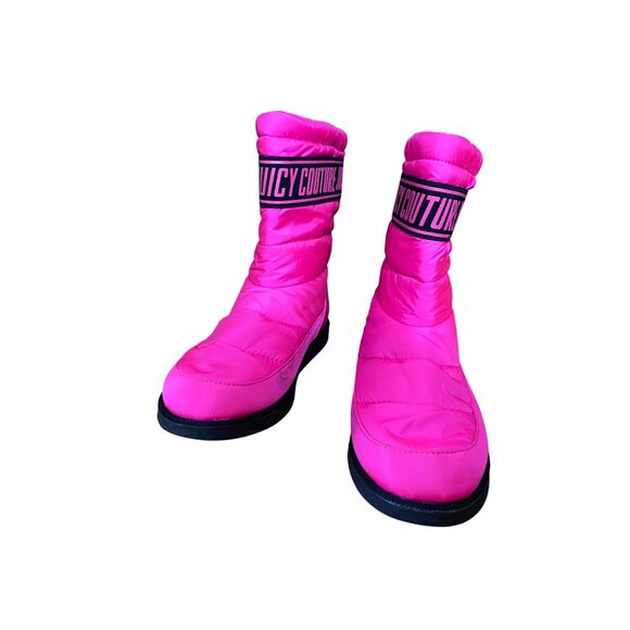 Juicy Couture Womens Hot Pink Winter Boots Size 10 Neon Retro Sporty Cute Barbie - Picture 7 of 11